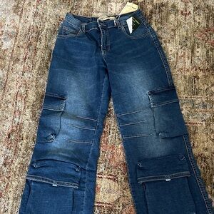 Classic Indigo Women's Baggy Cargo Jeans